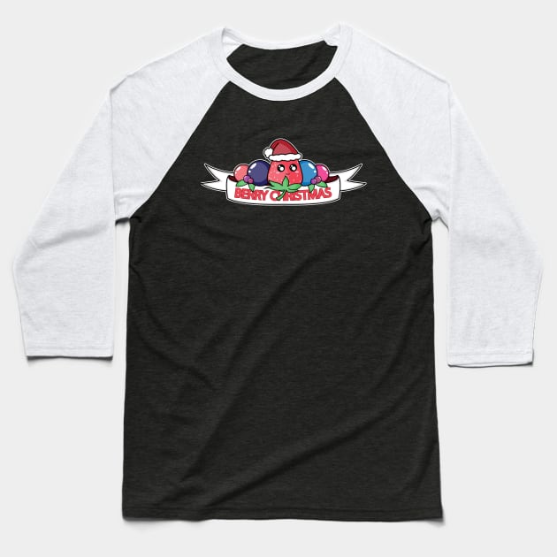 Berry Christmas (White Banner) Baseball T-Shirt by Tees4Elliott